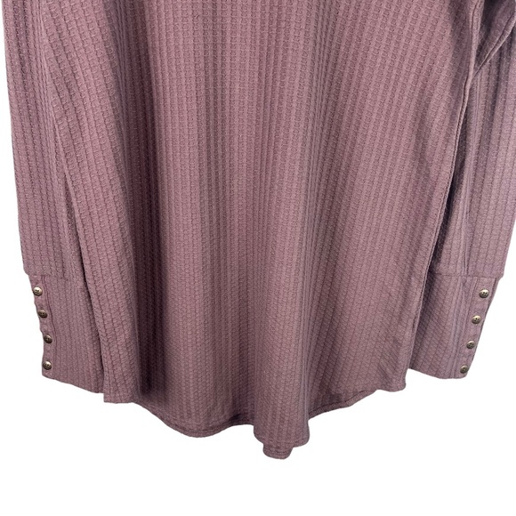 Chaser Purple Waffle Knit Long Sleeve Thermal Top Size Large Casual Pullover - Picture 5 of 10